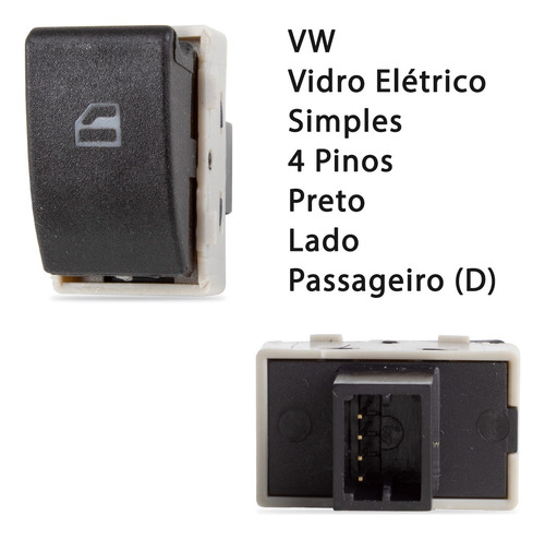 Interruptor Do Vidro Eletrico Simples Vw Gol/ Parati/saveiro