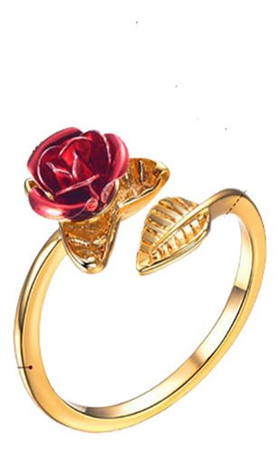 Anel Rosê Gold Flor Rosa Folheado Ouro 18k Namorada C203