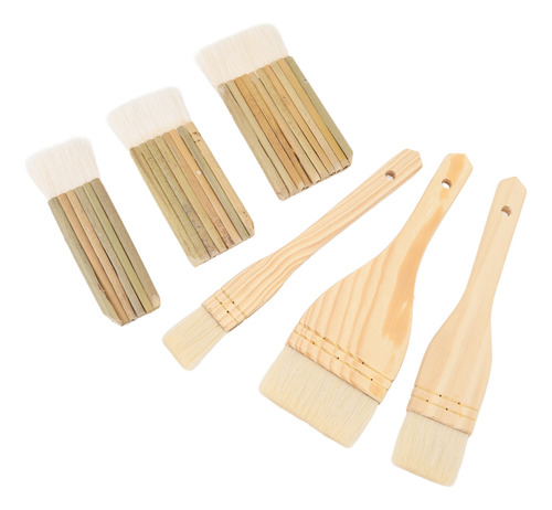 6 Brochas Para Esmaltar Cerámica, Pelo Suave De Cabra