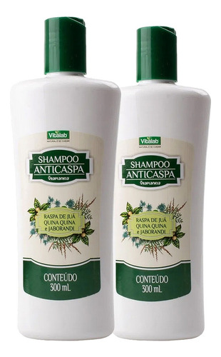 Kit 2 Shampoo Anticaspa Juá,quina E Jaborandi Vitalab 300ml