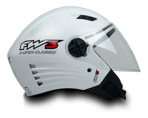 Capacete Fw3 X Open Classic Branco Brilhante