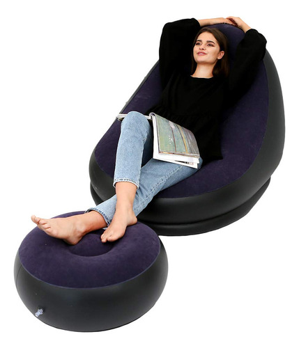 Mengduo Sofá Inflable De Ocio Y Reposapiés, Sofá Plegabl.