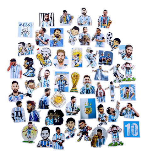 Stickers Messi Calcomanía Autoadhesivo Campeones Pack X50