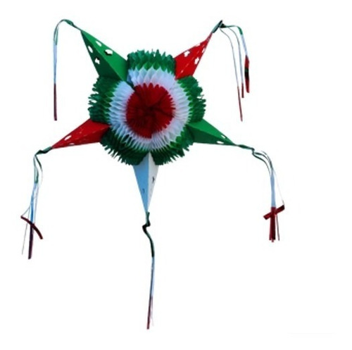 Decoración Patria Piñata Estrella Tricolor #2 30 Piezas