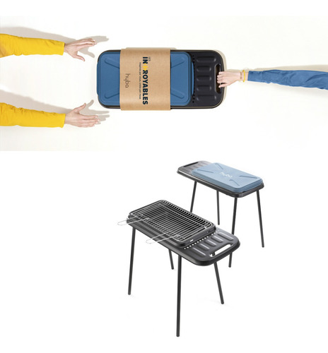 Churrasqueira Carvão Portátil Grelha Móvel Dobrável Barbecue Cor Preto
