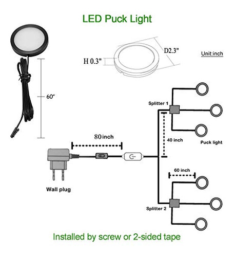 Kit De Iluminación Led Aiboo Para Gabinetes Con Interruptor