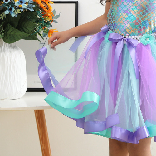 Vestido Tutú Princesa Ariel Sirenita Con Diadema 2023