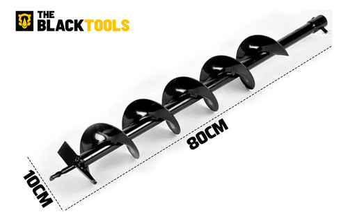 Broca Para Perfurador De Solo Tipo D Helicoidal Espiral Duplo 80 X 10cm Com Pino Trava Tbs100 The Black Tools