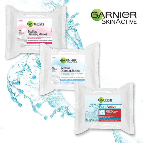 Imagen 2 de 2 de Toallitas Desmaquillantes Piel Seca Garnier ,25pzas
