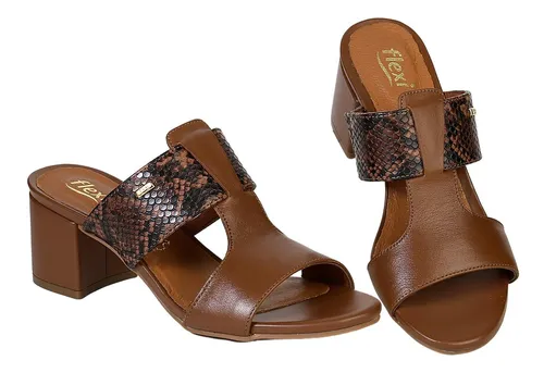 Sandalia Moda Tacon Mujer Caf Piel Flexi 02503780