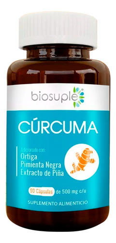 Curcuma Organica Biosuple Nutrition Series, Salud Articular 90 Caps 500mg Sin sabor