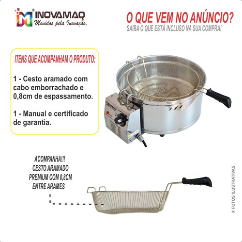 Imagem 3 de 6 de Fritadeira Pastel Churros Elétrica Bancada Tacho Aluminio