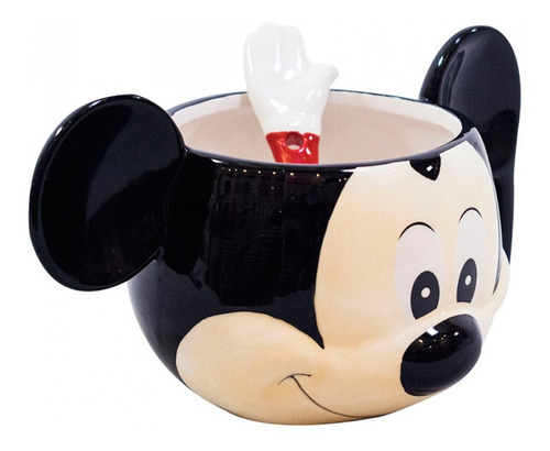 Imagem 4 de 9 de Caneca Porcelana Mickey Mouse Com Colher - Original Disney
