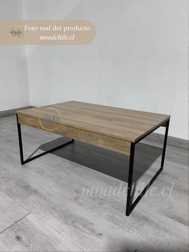 Mesa De Centro Compacta Joy Legno Base De Metal Y Tapa Mdp