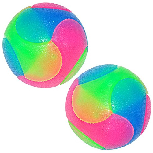 Fineinno 2 Pcs Light Up Dog Balls Flashing Elastic Ball Glow