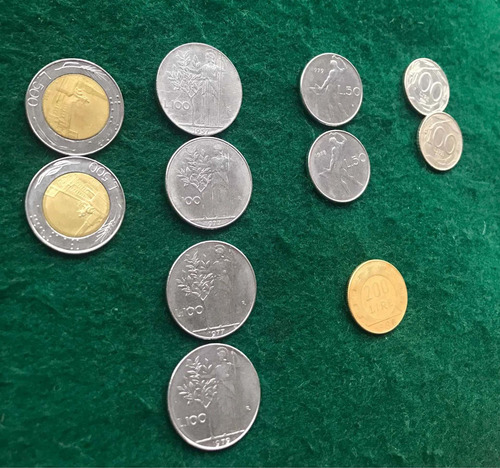 Lote De 11 Monedas Liras Italianas (Usado)