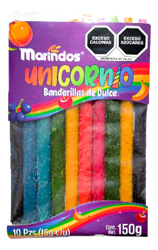 Marindos Banderillas De Dulces Unicornio 10pzs 150g