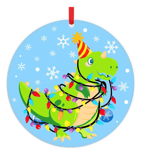 Facraft - Figura Decorativa De Dinosaurio De Navidad, Diseno