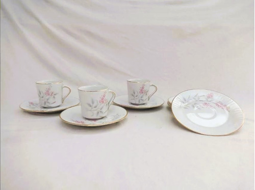 Lote Juego Cafe Tsuji Taza Pocillo Antiguo Porcelana Floral