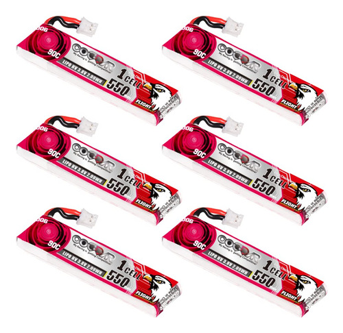 Paquete De 6 Baterias Coddar 550mah 1s 3.8v 90c Hv Lipo Con 