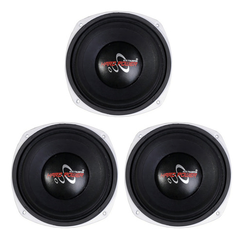 3 Falante Médio Hard Power 8 Pol Cone Seco 400w Som Carro