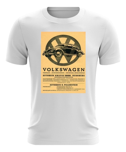 Camiseta Branca Poster Volkswagen Fusca Fuscão Vw Antigo E87