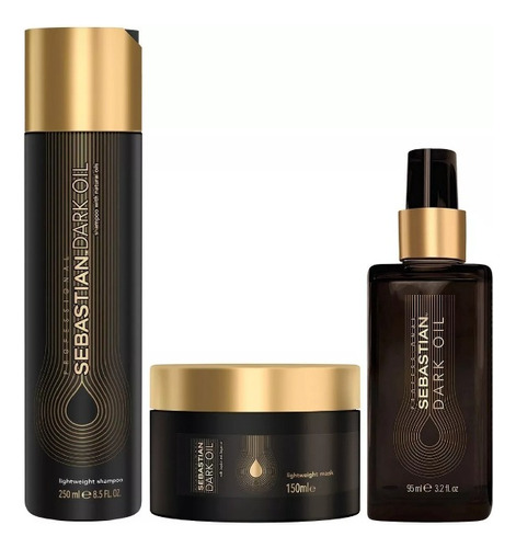 Shampoo 250ml + Mascarilla 150ml + Aceite Sebastian Dark Oil