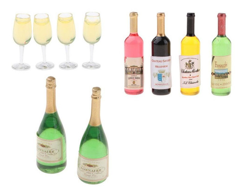 1:12 Dollhouse Miniatura Botellas Botellas De Champán Y