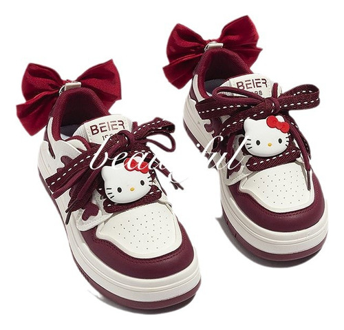 Lindos Zapatos Blancos De Hello Kitty Para Mujer, Zapatos De