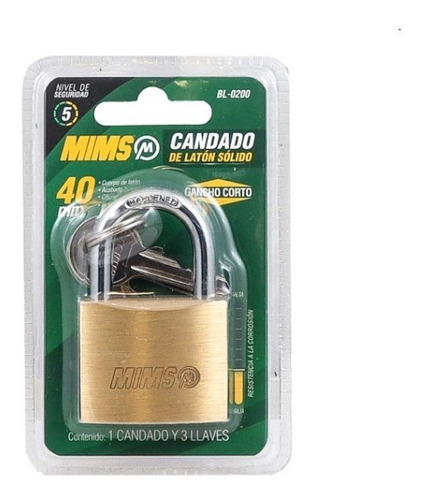 2 Candados De Latón Sólido De 40mm Con 3 Llaves