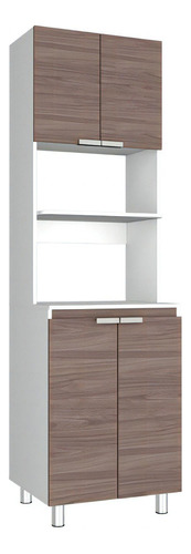 Mueble Microondas Fendi Rta Blanco + Castaño Color Marrón Claro