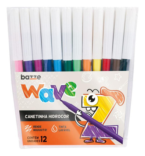 Caneta Hidrografica Bazze Wave 12 Cores