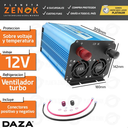 Imagen 3 de 10 de Inversor Onda Pura Corriente 1500w 12v 220v Usb Digital Sol
