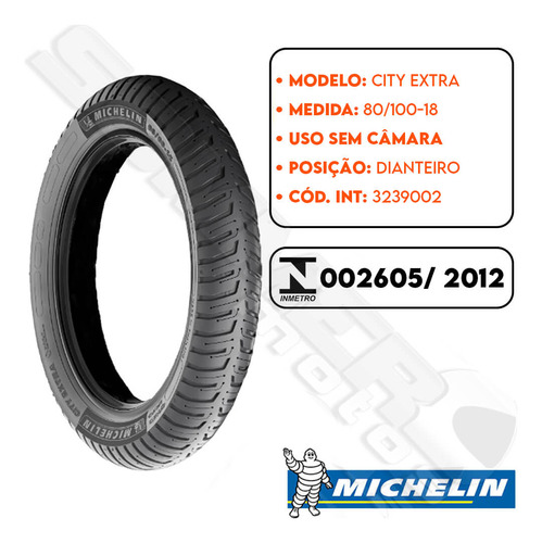 Pneu Dianteiro Intruder 125 Ed 80-100-18 City Extra Michelin