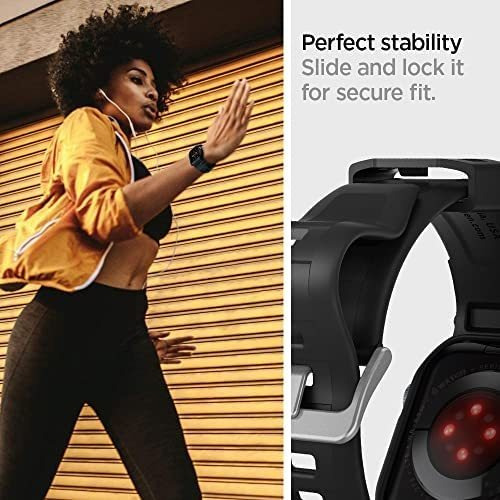 Imagen 8 de 9 de Funda Malla Spigen Para Apple Watch 44/45mm Rugged Negro