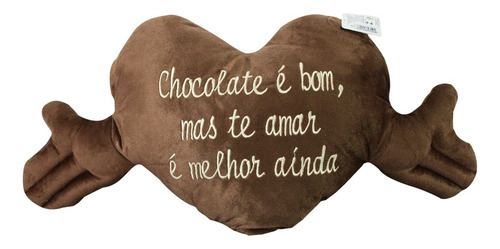 Imagem 1 de 1 de Pelúcia Coração Médio Marrom Chocolate É Bom