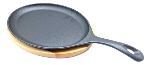 Sartén Ovalado Hierro Fundido + Base De Madera Genérico