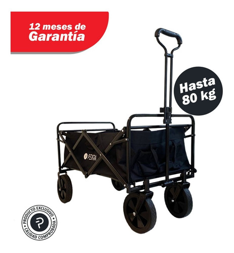 Imagen 2 de 8 de Carro Plegable Portatil Pektra 80kg De Acero Reforzado Playa