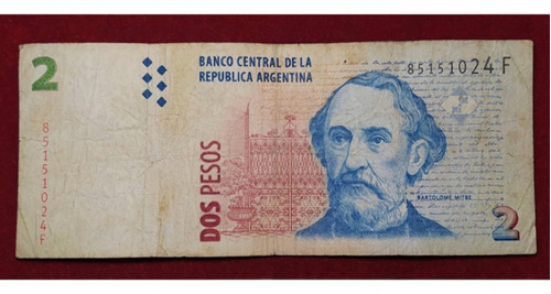 Billete 2 Pesos Serie F 2006 Bottero 3221