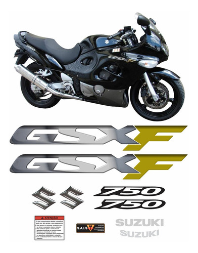 Emblema Adesivo Suzuki Gsxf 750 Kit Jogo Faixa Cr27