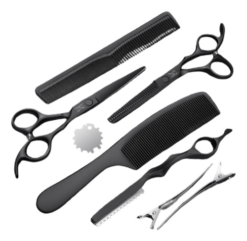 Kit Para Peluquería Jason, Acero Inoxidable, Negro, 10 Pcs