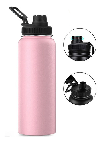 Garrafa Térmica 1200ml Bebidas Quentes E Frias Cor Rosa Portátil Lsolamento De Aço Inoxidável 304 Térmico Antiderrapante