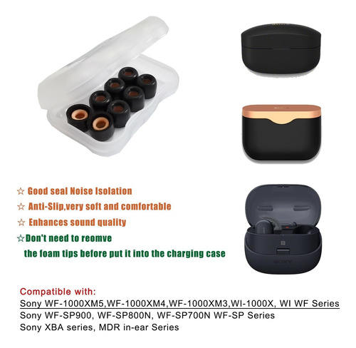 Almohadillas P/ Audionos Sony Wf-1000 Xm4, S, 8 Unidades, Ne