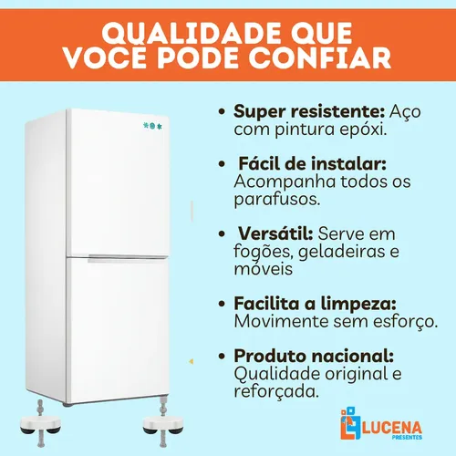 Pé De Geladeira Freezer Fogão Com Rodinha Universal Branco