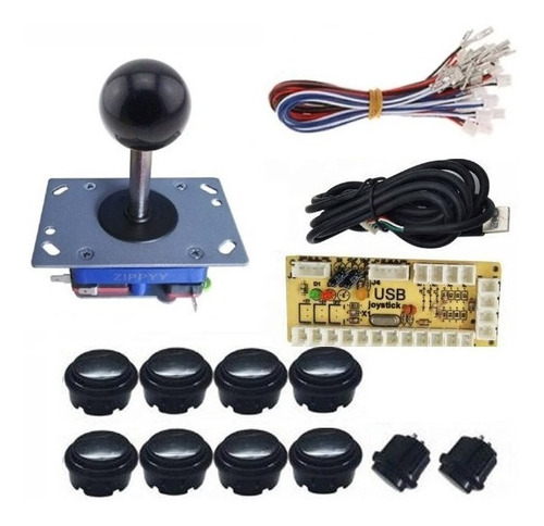 Kit Arcade Negro Botones T/sanwa E Interface - Urbanarcade