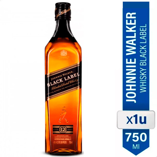 Whisky Johnny Walker Black Jw Etiqueta Negra Johny 750ml 