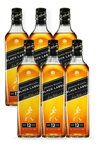 Combo Whisky Johnnie Walker Black Label 1l - 6 Unidades