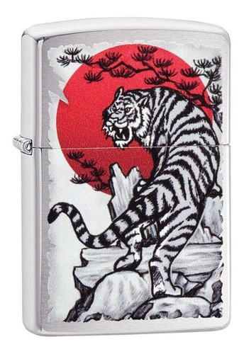 Encendedor Zippo Asian Tiger Design Plateado Zp29889