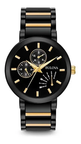 Reloj hombre LA2146-1 negro con dorado, tablero bicolor