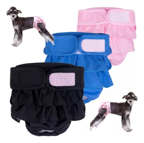 Set De 3 Pañales De Perro Femenina Lavables,reutilizable